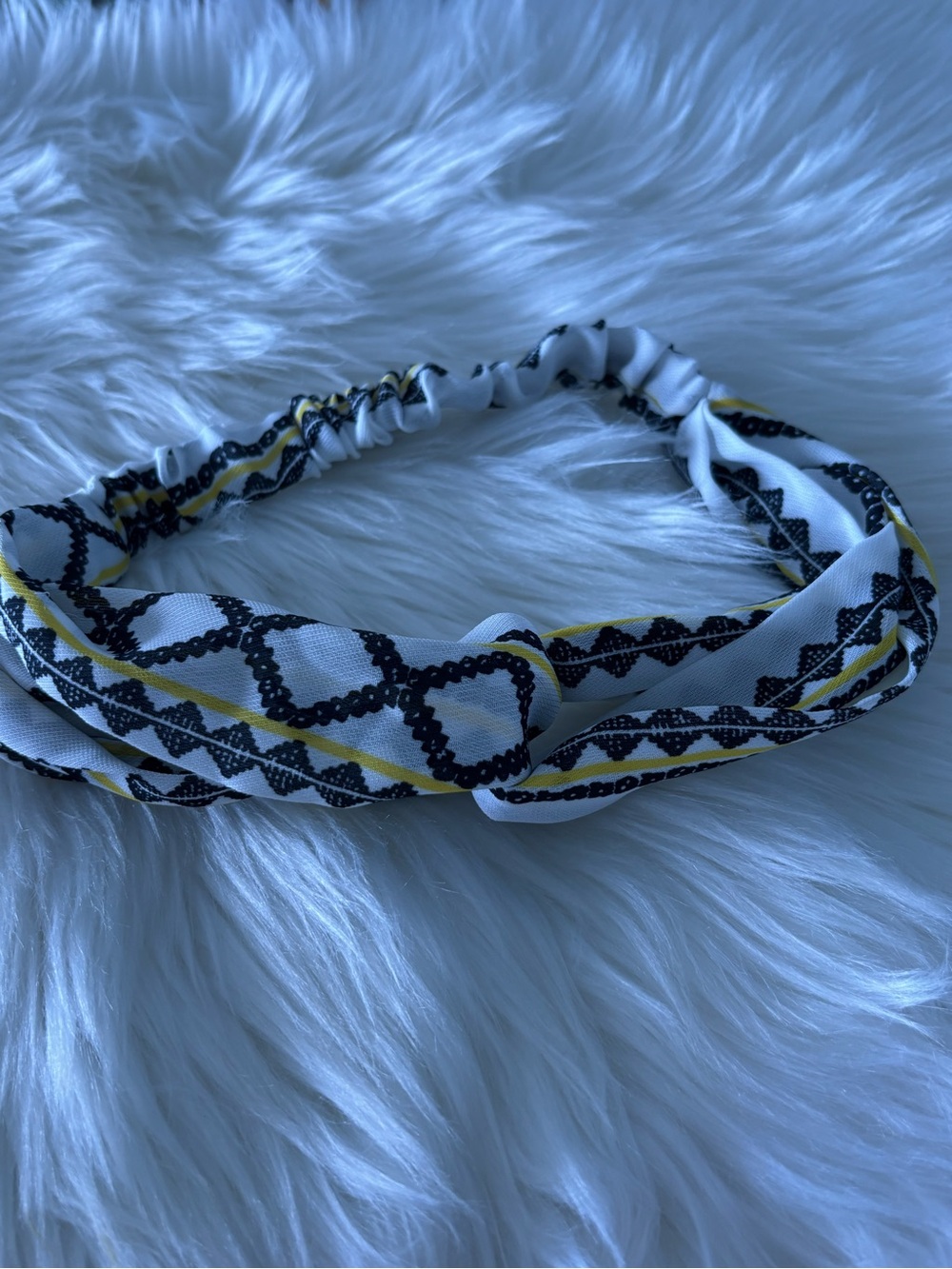 NEW Patterned White, Black & Yellow Twist Headband